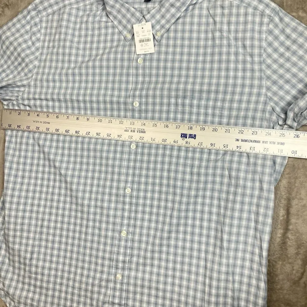 J Crew Button Up Shirt Mens XXL‎ Blue Gingham Check Flex Washed Classic BP969